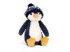 petite peluche pingouin au bonnet rayé marine et blanc petite peluche pingouin au bonnet rayé marine et blanc
