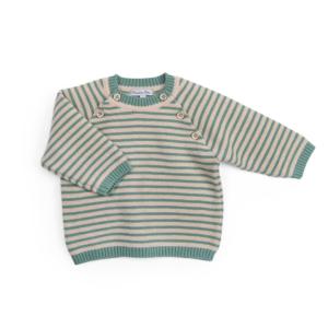 PULL EN MAILLES TRICOT BICOLORE "Trois Petits Lapins"