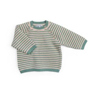 PULL EN MAILLES TRICOT BICOLORE "Trois Petits Lapins"