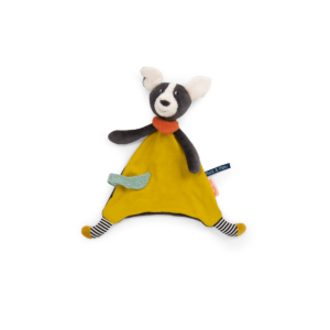 DOUDOU JAUNE PUCE LE CHIEN "série Puce & Pilou"