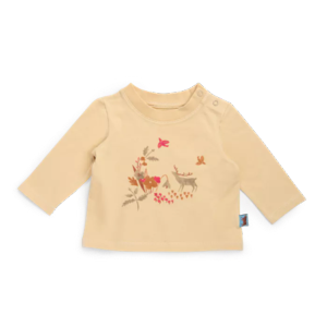TEE-SHIRT BEIGE À MANCHES LONGUES IMPRIMÉ FANTAISIE