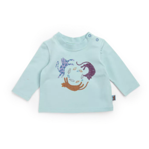 TEE-SHIRT BLEU IMPRIMÉ PETITS FÉLINS JOYEUX