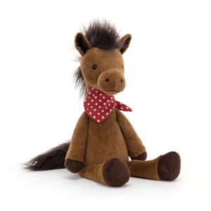 PELUCHE CHEVAL BAI BRUN ET SON BANDANA À POIS