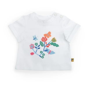 TEE-SHIRT FANTAISIE FLEURS COLORIS BLANC LAIT