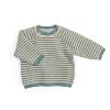 IGNAME Pull tricot point mousse bicolore vert/écru IGNAME Pull tricot point mousse bicolore vert/écru
