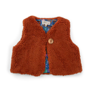 GILET BOLÉRO SHERPA ROUILLE DOUBLÉ COTON IMPRIMÉ