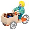 Vélo cargo avec deux poupées flexibles et une figurine chien