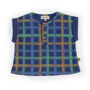 BLOUSE CHEMISE EN COTON LANGE IMPRIMÉ CARREAUX