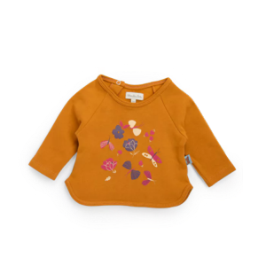 SWEAT-SHIRT EN MOLLETON COLORIS CURRY IMPRIMÉ FANTAISIE