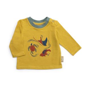 TEE-SHIRT EN COTON FLAMMÉ OCRE "les animaux du monde"
