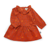 ROBE EN VELOURS FOND ROUILLE IMPRIMÉ FANTAISIE "INDE"