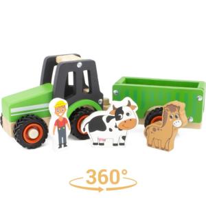 LE TRACTEUR ET SA REMORQUE ET SES FIGURINES