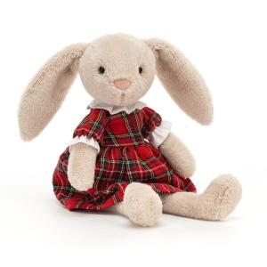 PELUCHE PETIT LAPIN EN ROBE EN TARTAN
