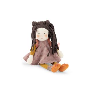 PETITE POUPÉE MAUVE AUX CHEVEUX BRUNS "les Rosalies"