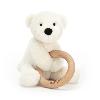petit ourson blanc et son anneau en bois naturel petit ourson blanc et son anneau en bois naturel