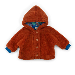 MANTEAU EN FAUSSE FOURRURE COLORIS ROUILLE