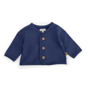 CARDIGAN EN COTON MOLLETON COLORIS BLEU FONCÉ