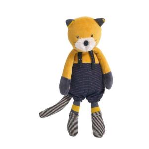 PELUCHE CHAT JAUNE MOUTARDE "les Moustaches"