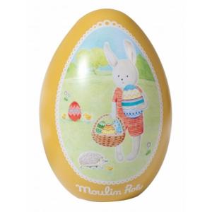 ŒUF EN MÉTAL JAUNE AU DÉCOR DE SYLVAIN LE LAPIN