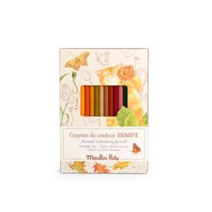 12 CRAYONS DE COULEUR ET 3 COLORIAGES "le jardinier"