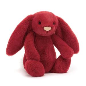 PELUCHE LAPIN LUXUEUX COLORIS ROUGE VIF 