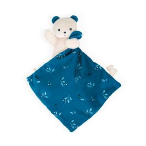 DOUDOU OURSON CARRÉ BLEU TOURBILLON DE FEUILLES