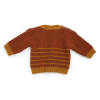 PULL EN TRICOT RAYÉ BICOLORE ROUILLE/CURRY