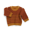 PULL EN TRICOT RAYÉ BICOLORE ROUILLE/CURRY