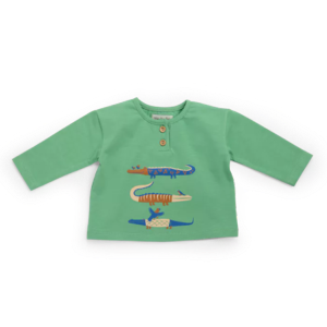 TEE-SHIRT VERT EN JERSEY FLAMMÉ IMPRIMÉ CROCODILES