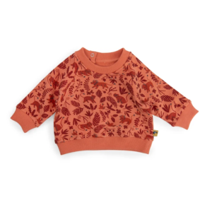SWEAT FANTAISIE ANIMAUX  JUNGLE COLORIS OCRE ROUGE