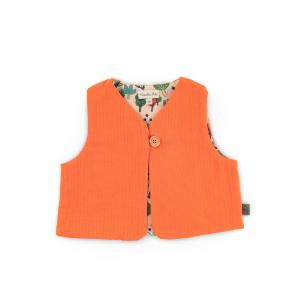 GILET TERRACOTTA ORANGÉ DOUBLÉ "week-end à la ferme"