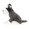 PELUCHE CHIEN SCHNAUZER AU POIL GRIS/BLANC