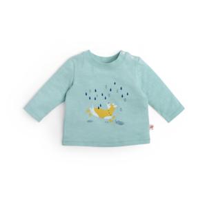 TEE-SHIRT EN COTON FLAMMÉ COLORIS VERT D'EAU "collection WOUF"