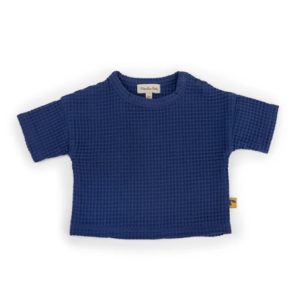 TEE-SHIRT EN COTON NID D'ABEILLES COLORIS BLEU
