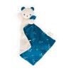 DOUDOU OURSON CARRÉ BLEU TOURBILLON DE FEUILLES