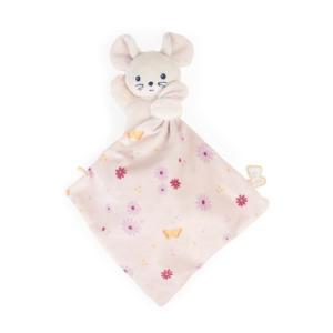 DOUDOU SOURIS CARRÉ FLEURS ET PAPILLONS