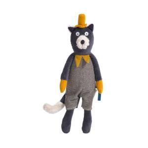 PELUCHE CHAT GRIS FONCÉ ALPHONSE "les Moustaches"