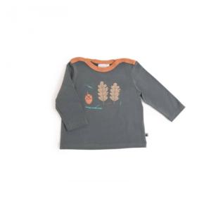 TEE-SHIRT GRIS MOTIF FEUILLES "Pomme des Bois"